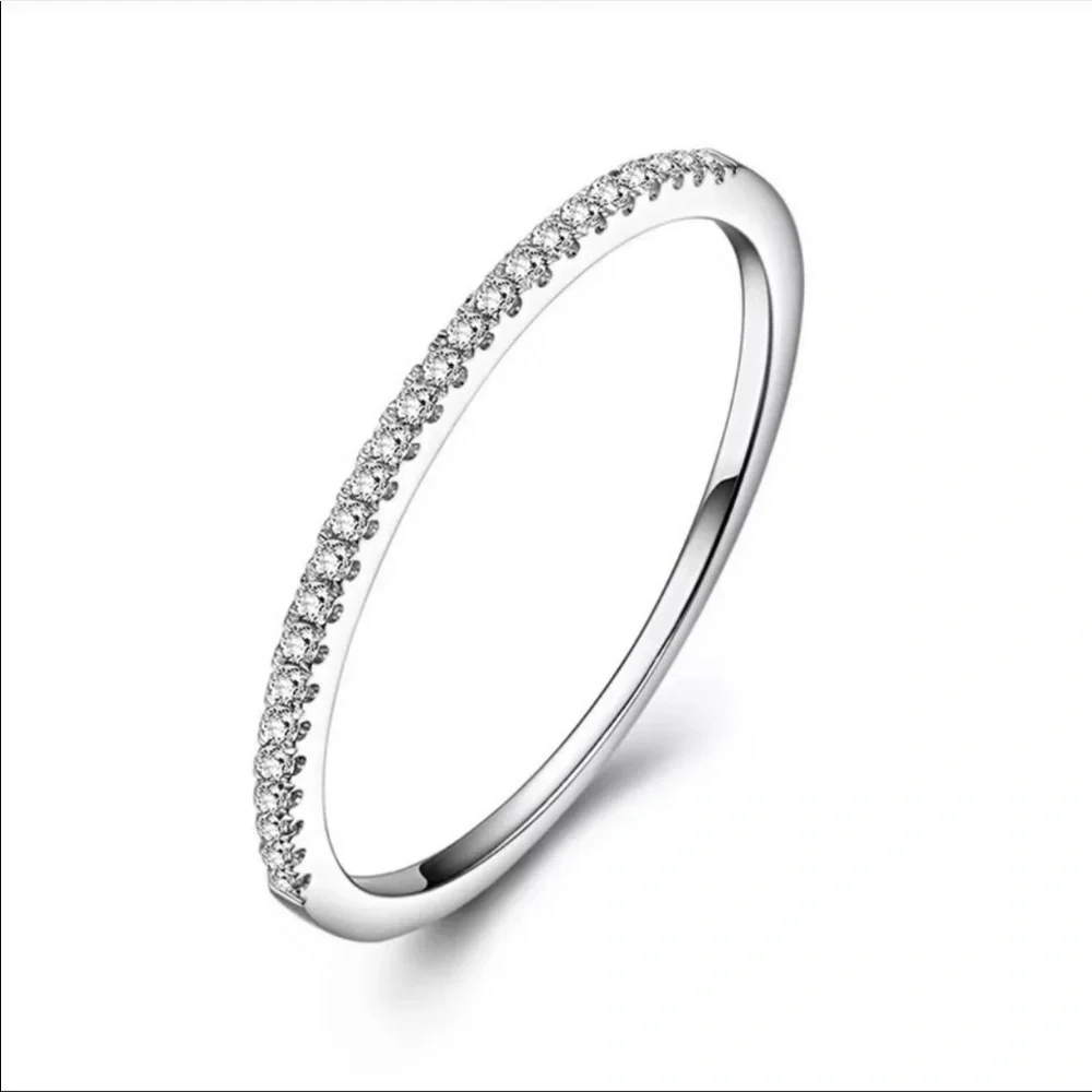 New 925 Silver Diamond Eternity Stackable Ring - Picture 4 of 4